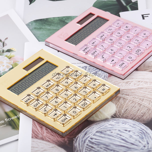 Clear Gold Acrylic Solar Power Calculator（Gold/Pink/Silver）