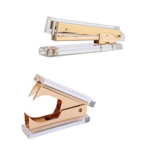 Stapler and Staple Remover Set (Gold, Rose Gold)