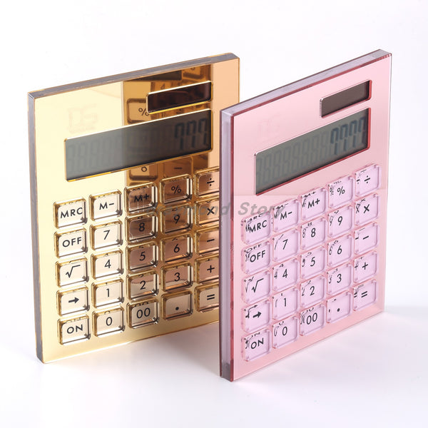 Clear Gold Acrylic Solar Power Calculator（Gold/Pink/Silver）