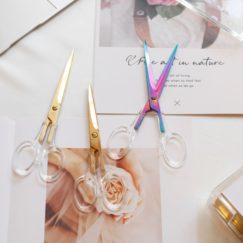 Exputran - Acrylic Scissors Clear And Gold-Toned Scissors