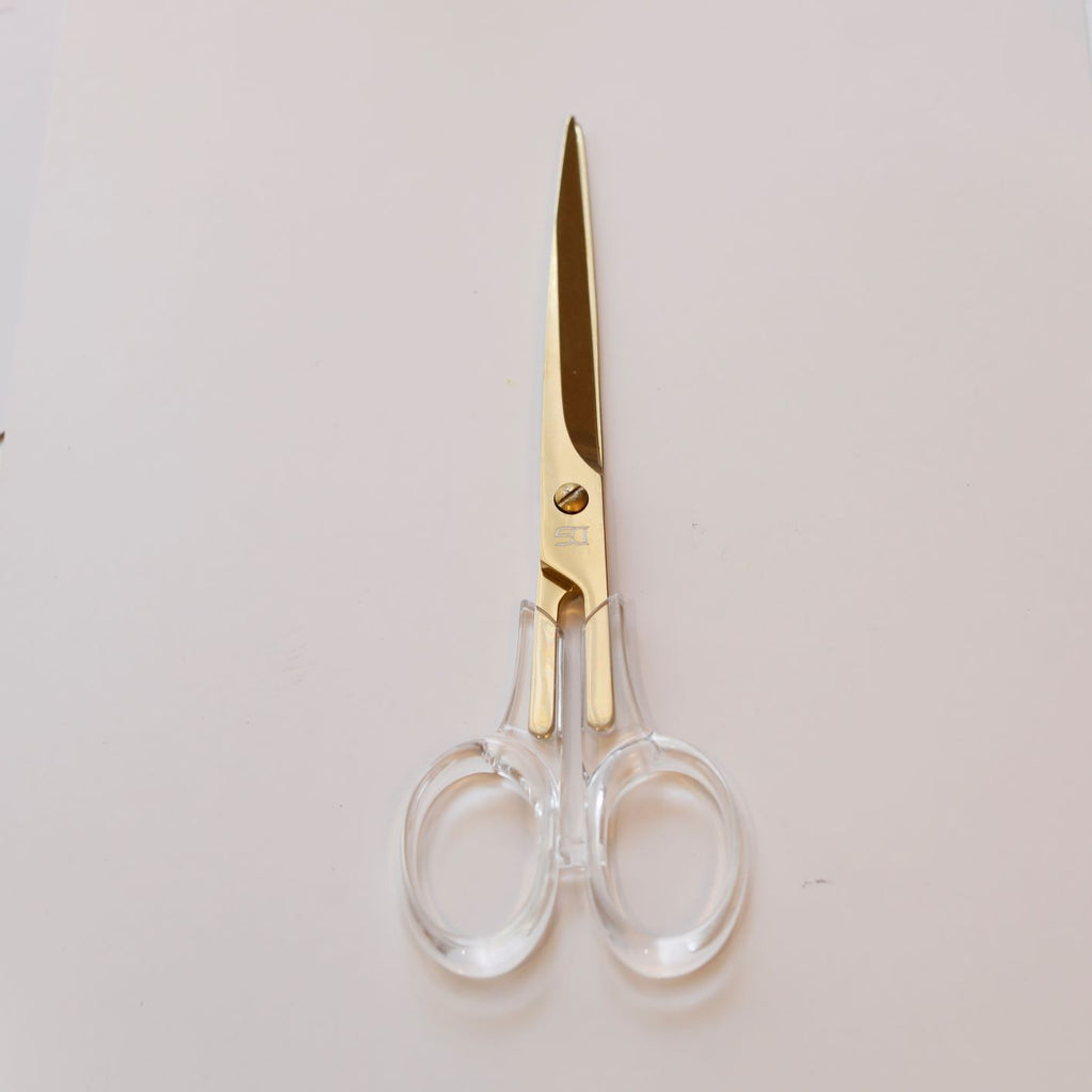 Scissors Large Gold With Transparent Acrylic Handle 