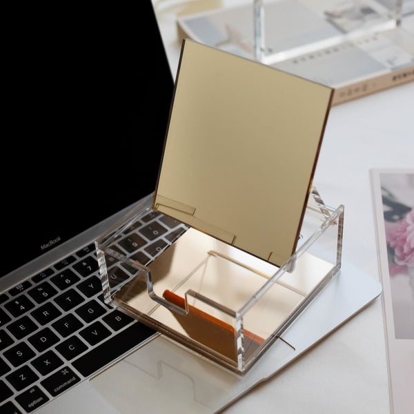 Acrylic Storage Box with Mirror (Gold)