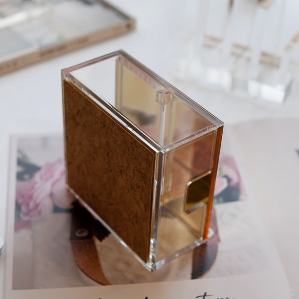 Acrylic Storage Box with Mirror (Gold)