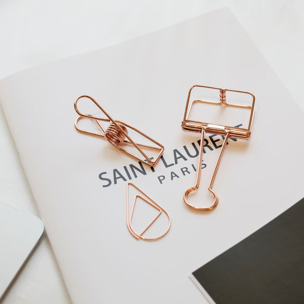 Paper Clips, Binder Clips and Skeleton Clips set (Gold, Rose Gold)