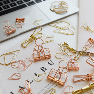 Paper Clips, Binder Clips and Skeleton Clips set (Gold, Rose Gold)