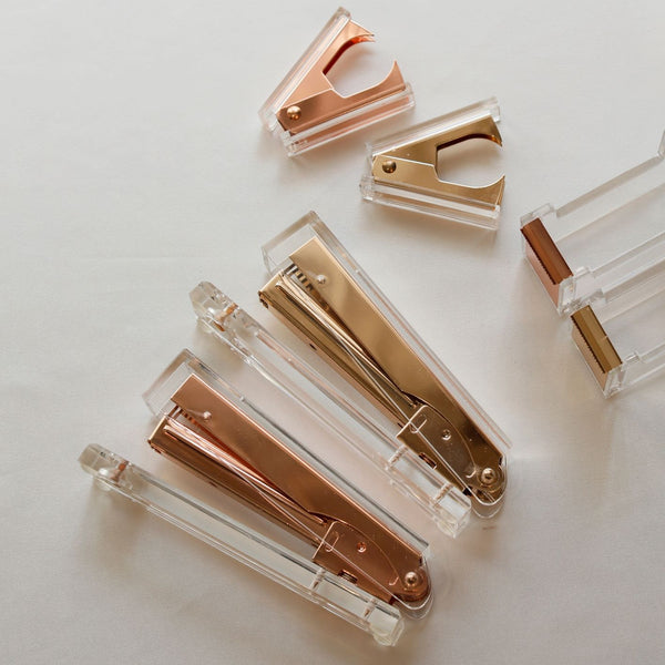 Stapler and Staple Remover Set (Gold, Rose Gold)